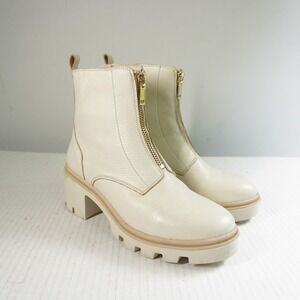 Antonio de Faria Womens Lola Cream White Leather Lugged Sole Chelsea Boot‎ 9.5